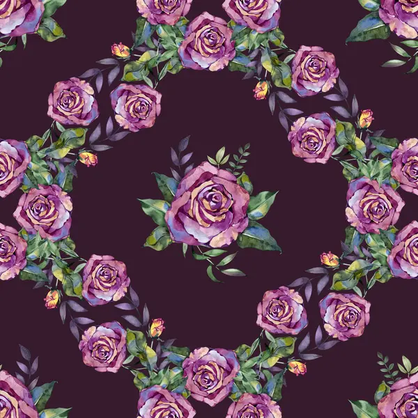 Tekstil için gül deseni, pürüzsüz desenli mor gül tarzı.