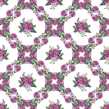 Tekstil için gül deseni, pürüzsüz desenli mor gül tarzı.