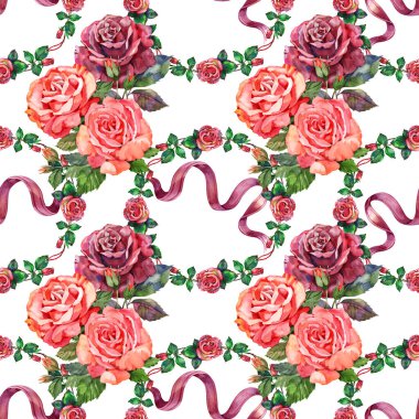 Pembe kurdeleli ve klasik güllü kraliyet antika desenli