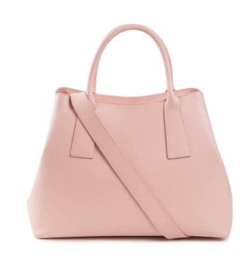 Pink leather bag on the white background. Modern  hand bag isolated on a white background