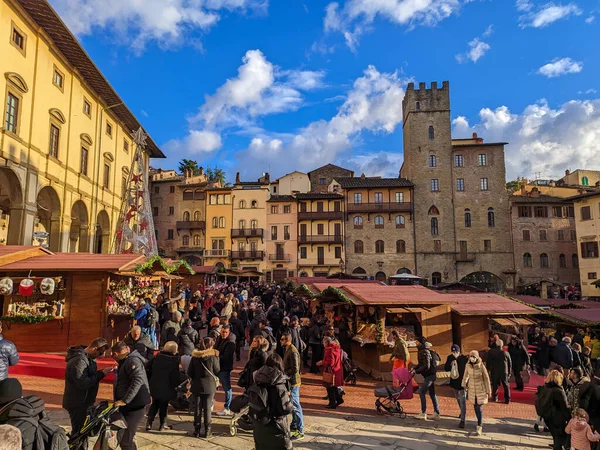 Arezzo Italy Νοεμβριου 2022 Πανοραμική Θέα Της Κεντρικής Πλατείας Του — Φωτογραφία Αρχείου