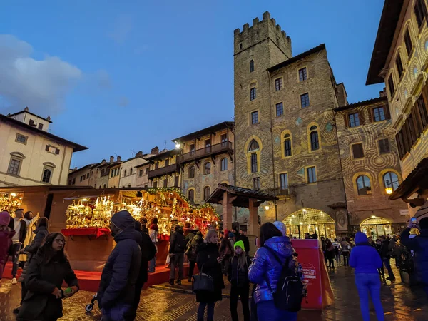 Arezzo Italy Νοεμβριου 2022 Άποψη Της Τυρολέζικης Χριστουγεννιάτικης Αγοράς Στο — Φωτογραφία Αρχείου