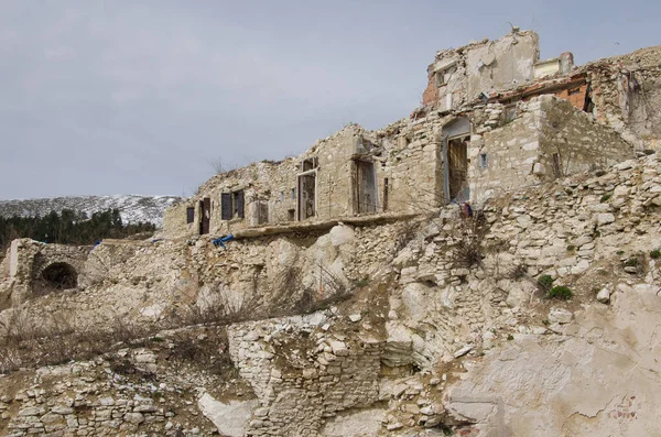 Talya Umbria Daki Büyük Depremden Sonra Hayalet Küçük Kasaba Manzarası — Stok fotoğraf