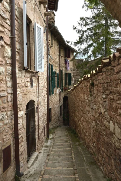 Umbria Daki Spello Şehrinin Tarihi Merkezinde Eski Bir Sokak — Stok fotoğraf