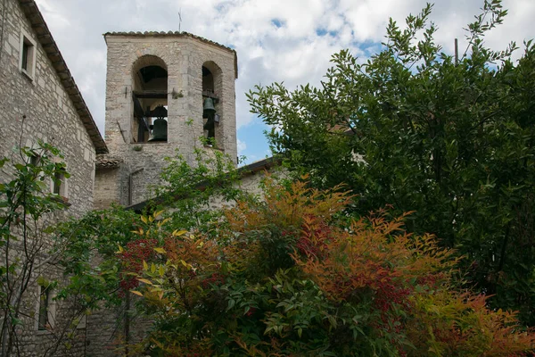 Valnerina Umbria Talya Nın Arrone Ortaçağ Kasabasının Merkezindeki Çan Kulesi — Stok fotoğraf