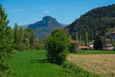 Bahar mevsiminde Umbria bölgesinde yeşil kırsal alan, Valnerina, İtalya