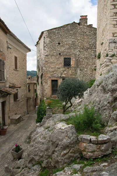 Valnetina Umbria Talya Daki Arrone Köyünün Ortaçağ Merkezinde Picturesque Caddesi — Stok fotoğraf