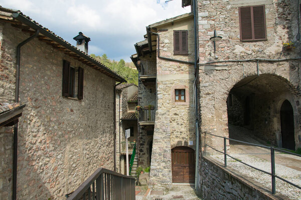 View of the old center of Scheggino town in Valnerina, Umbria, Italy