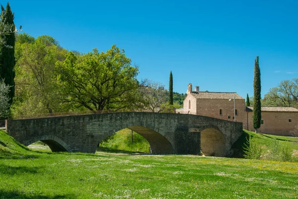 Vista Panorâmica Antiga Ponte Igreja Assis Região Úmbria Itália — Fotografia de Stock