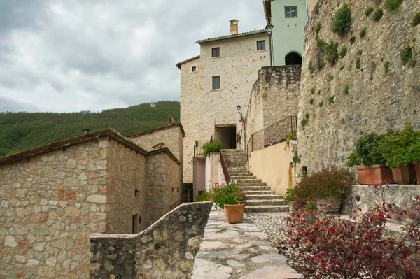 Blick Auf Das Historische Zentrum Des Dorfes Postignano Umbrien Italien — Stockfoto