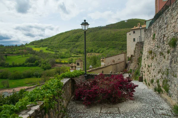 Vista Antiga Aldeia Postignano Região Verde Úmbria Itália — Fotografia de Stock