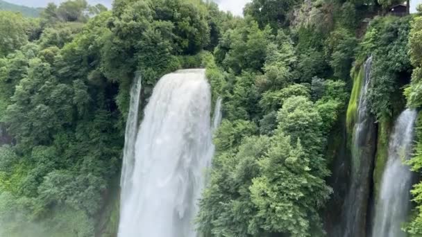 Panoramablick Auf Die Wunderschönen Marmore Wasserfälle Naturpark Terni Umbrien Italien — Stockvideo