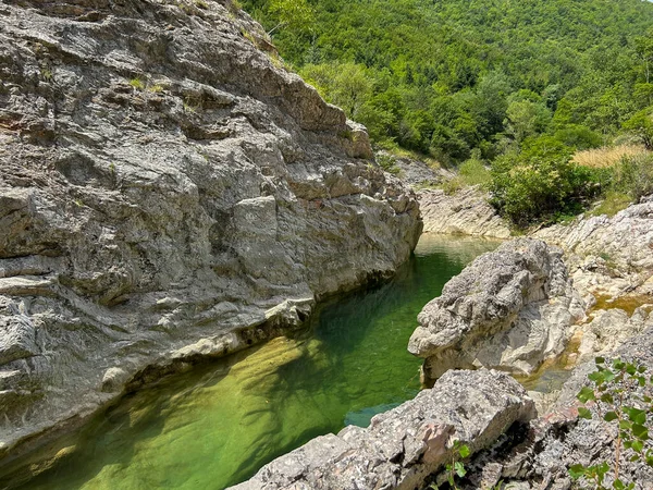Panoramic View Little Canyon Marche Region Summer Season Italy — Stock Photo, Image