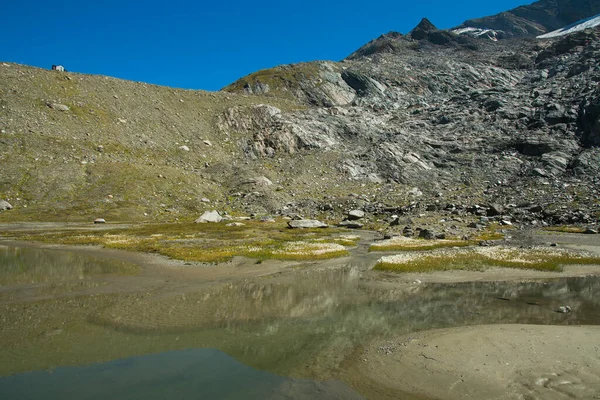 Vista Lago Alpino Perto Giogo Lungo Refúgio Valle Aurina Tirol — Fotografia de Stock