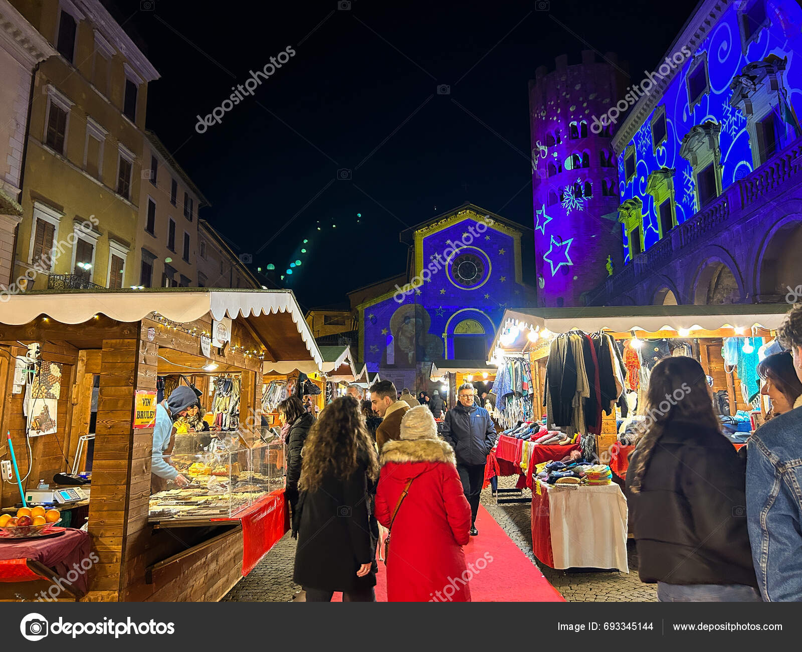 Orvieto Italy December 2023 View Christmas Market Main Square Orvieto