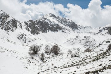 Fantastic panorama from Piani di Pezza with snow in Abruzzo region, Italy clipart