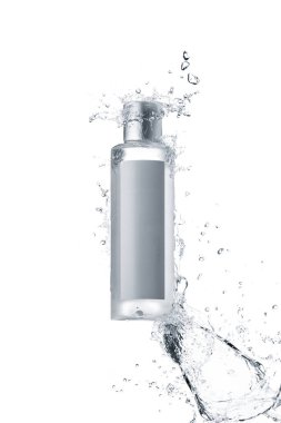 Makyaj, yıkama ve makyaj temizleyicisi için sıvı yağ kavanozları. Tasarım için boş etiket şablonu