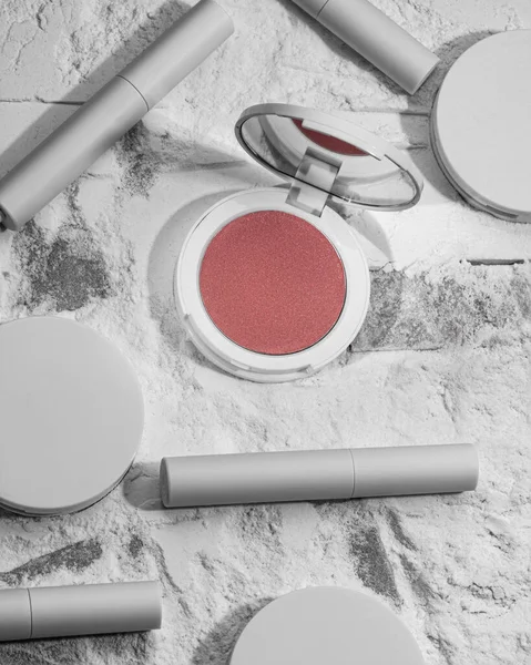Jar Blank Label Cosmetics Makeup Removal Application Powder Skin Care Stock Image