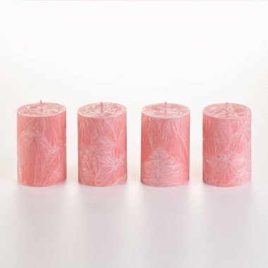 Two artisan pink palm wax candles, perfect for daily comfort and excellent gift choice, presented against white background clipart