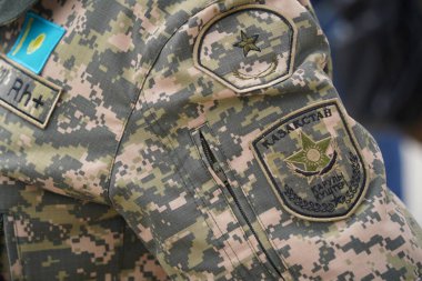 Almaty, Kazakistan - 04.14.2022: Askeri birliğin çizgileri