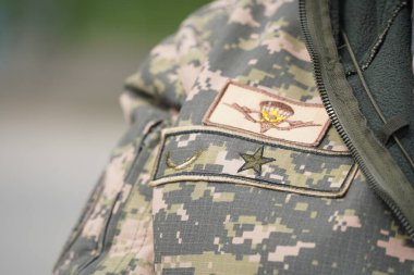 Almaty, Kazakistan - 04.14.2022: Askeri birliğin çizgileri