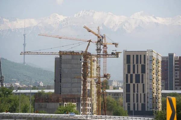 Almaty Kazakhstan 2022 Construction High Rise Residential Complex Road Junction — 스톡 사진