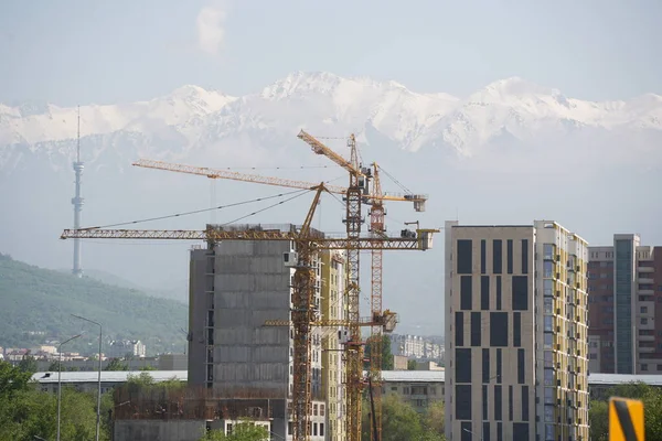 Almaty Kazakhstan 2022 Construction High Rise Residential Complex Road Junction — 스톡 사진