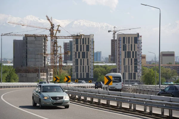 stock image Almaty, Kazakhstan - 04.26.2022 : Traffic flow at the new road interchange.