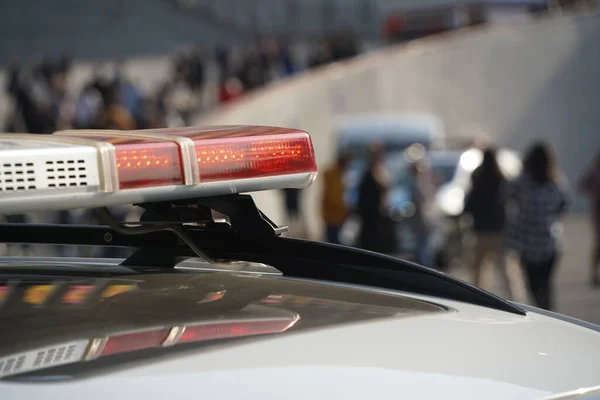Almaty Kazakhstan 2022 Kazakh Police Car Flashing Lights Patrol Public — 图库照片