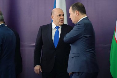 Almaty, Kazakhstan - 02.03.2023 : Meeting of the heads of Government of the EAEU countries. Prime Minister of the Russian Federation Mikhail Mishustin. 