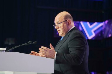 Almaty, Kazakhstan - 02.03.2023 : Meeting of the heads of Government of the EAEU countries. Prime Minister of the Russian Federation Mikhail Mishustin. 