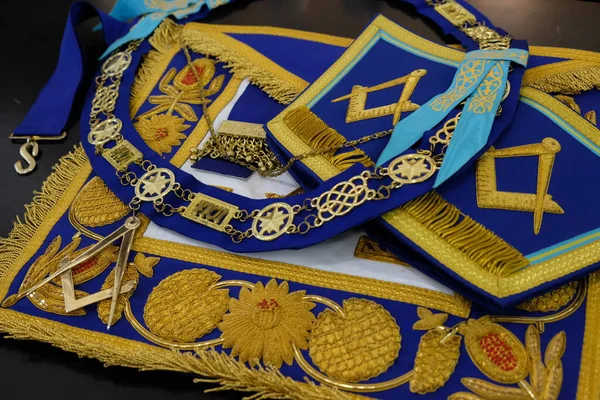 Almaty Kazakhstan 2018 Berbagai Simbol Freemasonry Untuk Pakaian Seremonial Stok Foto