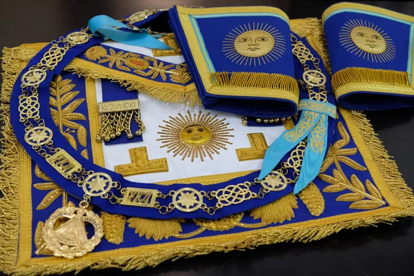 Almaty Kazakistan 2018 Vari Simboli Della Massoneria Abbigliamento Cerimoniale Immagini Stock Royalty Free