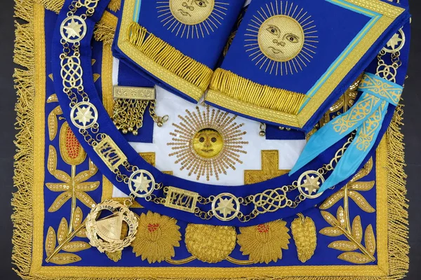 Almaty Καζακστάν 2018 Διάφορα Σύμβολα Του Freemasonry Για Τελετουργική Ενδυμασία Εικόνα Αρχείου