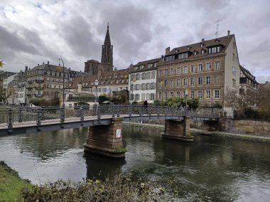 STRASBOURG, FRANCE - JANUARY 5, 2023: Footbridge of the Abreuvoir