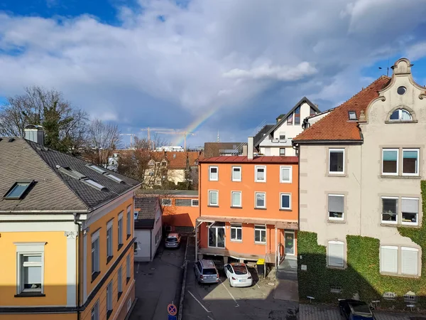 Ravensburg Germany March 2023 Spring Day Ravensburg Rain Rainbow Seen — Stock Photo, Image