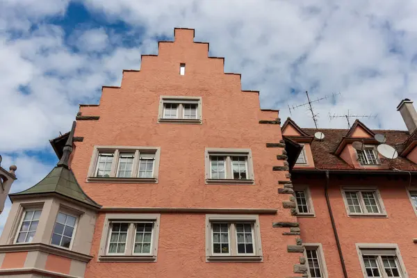 Lindau Alemanha Abril 2023 Casas Ruas Com Fachadas Residenciais Históricas — Fotografia de Stock