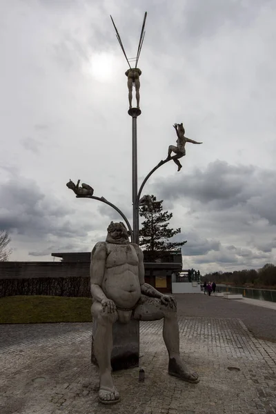 Pfullendorf Germany Апреля 2023 Года Скульптура Питера Ленка Фонтан Молодости — стоковое фото