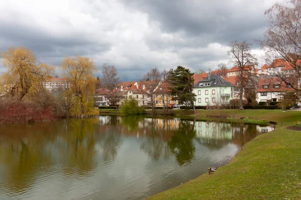Small City Lake Old Town Pfullendorf Germany Baden Wuerttemberg — Stock Photo, Image