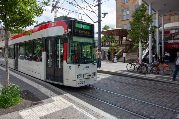 Фреібург Німеччина Травня 2023 Трамвай Вулиці Фрайбурзі Травень — стокове фото