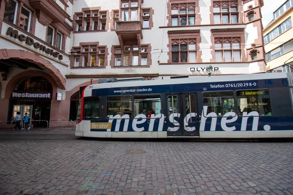 Фреібург Німеччина Травня 2023 Трамвай Вулиці Фрайбурзі Травень — стокове фото