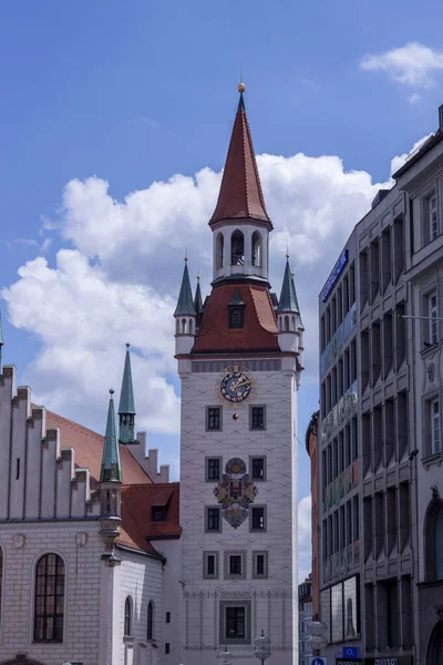 Munich Alemanha Junho 2022 Câmara Municipal Gótica Século Xiv Com — Fotografia de Stock