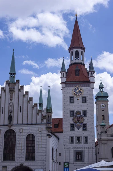Munich Germany June 2022 Gothic Town Hall 14Th Century Clock — Stock Photo, Image