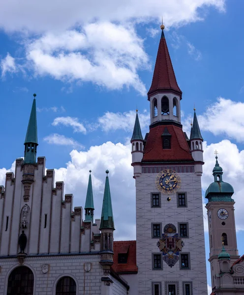 Yüzyılın Gotik Belediye Binasında Saat Kulesi Oyuncak Müzesi Var Münih — Stok fotoğraf