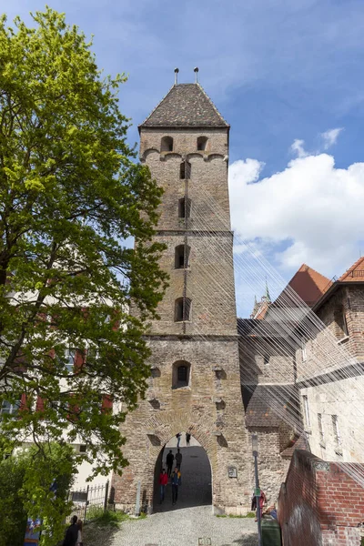 Ulm Germany Nisan 2023 Metzgerturm Brick Tower Şehrin Hafif Eğimi — Stok fotoğraf