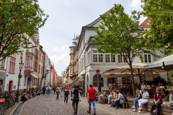 Freiburg Germany May 2023 Image Passers Walking Street Historic Center — Stock Photo, Image