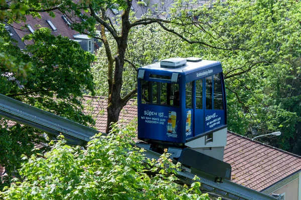 Freiburg Germania Maggio 2023 Schlossbergbahn Una Funicolare Della Città Tedesca — Foto Stock