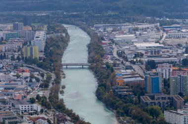 Hungerburg Inclined tren istasyonundan River Innsbruck City Ekim 2023