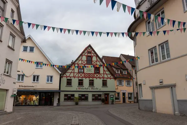 stock image BAD WALDSEE, GERMANY - FEBRUARY 19, 2023: On the streets of the old town of Bad Waldsee everything is ready for the next carnival procession