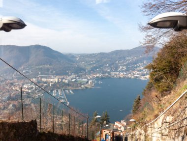 Descent on the Brunate-Como funicular. View from the cockpit, Italy clipart